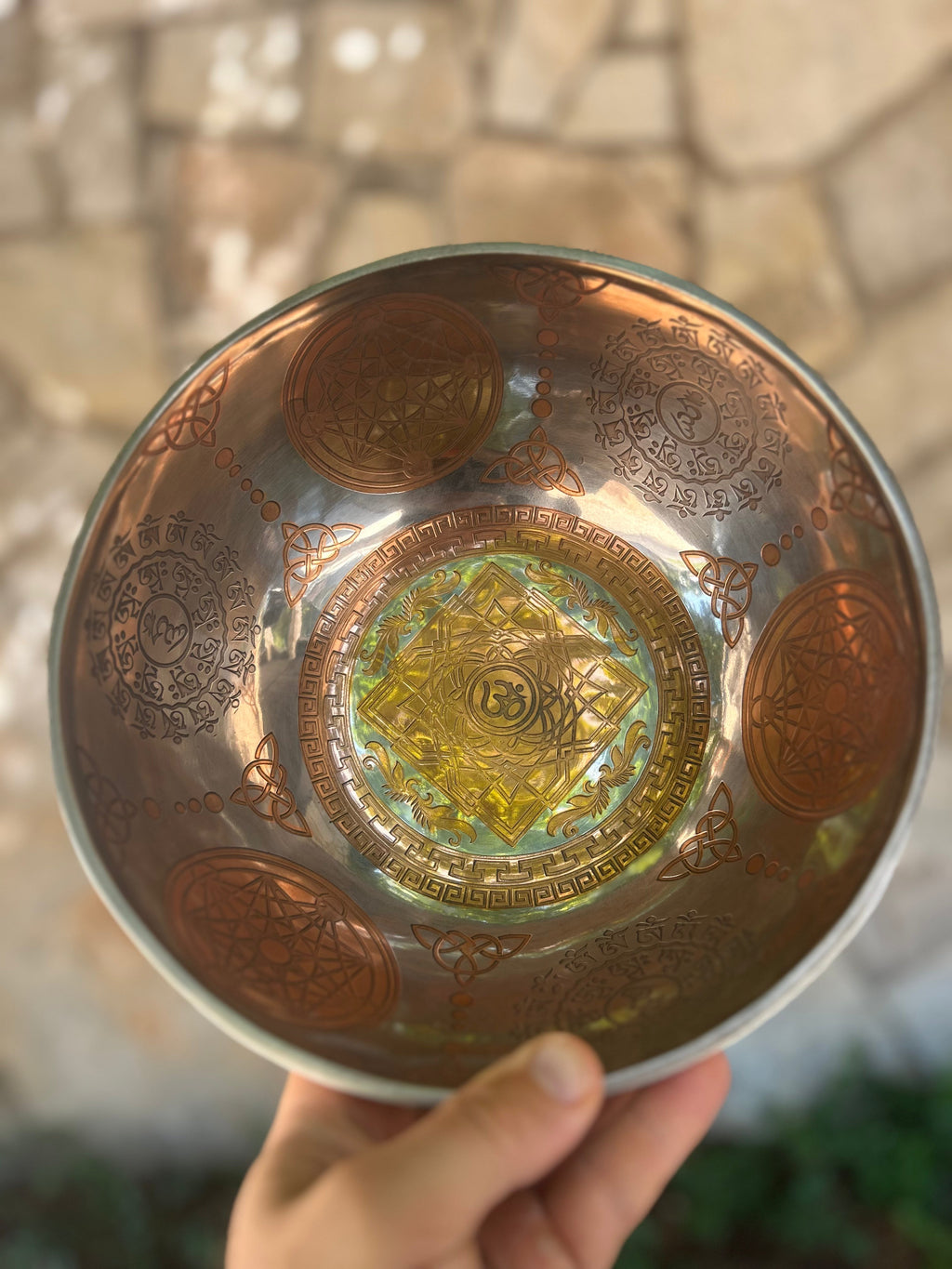 The Crown Jewel Bowl: 10.25 inch | Handmade Etched Bronze Singing Bowl - view 3