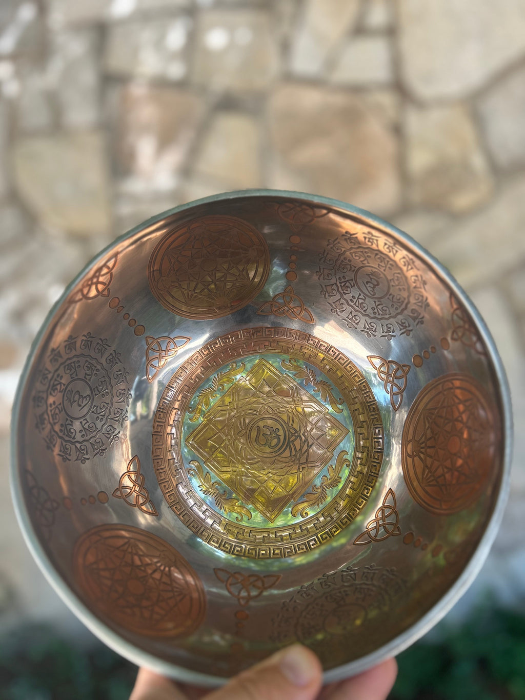 The Crown Jewel Bowl: 10.25 inch | Handmade Etched Bronze Singing Bowl - view 4