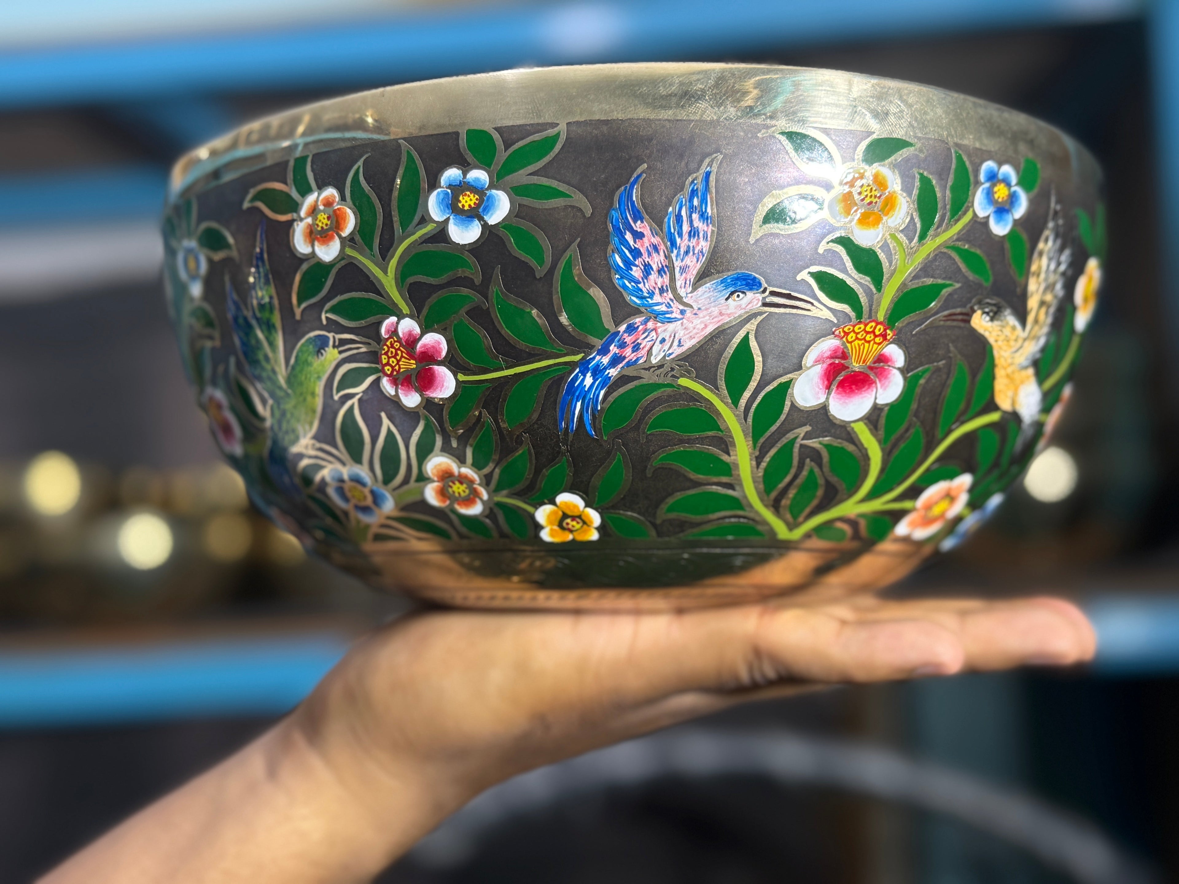 The Hummingbird's Garden. 8.5 Inch Hand-Painted Singing Bowl. Limited Edition Run - view 6