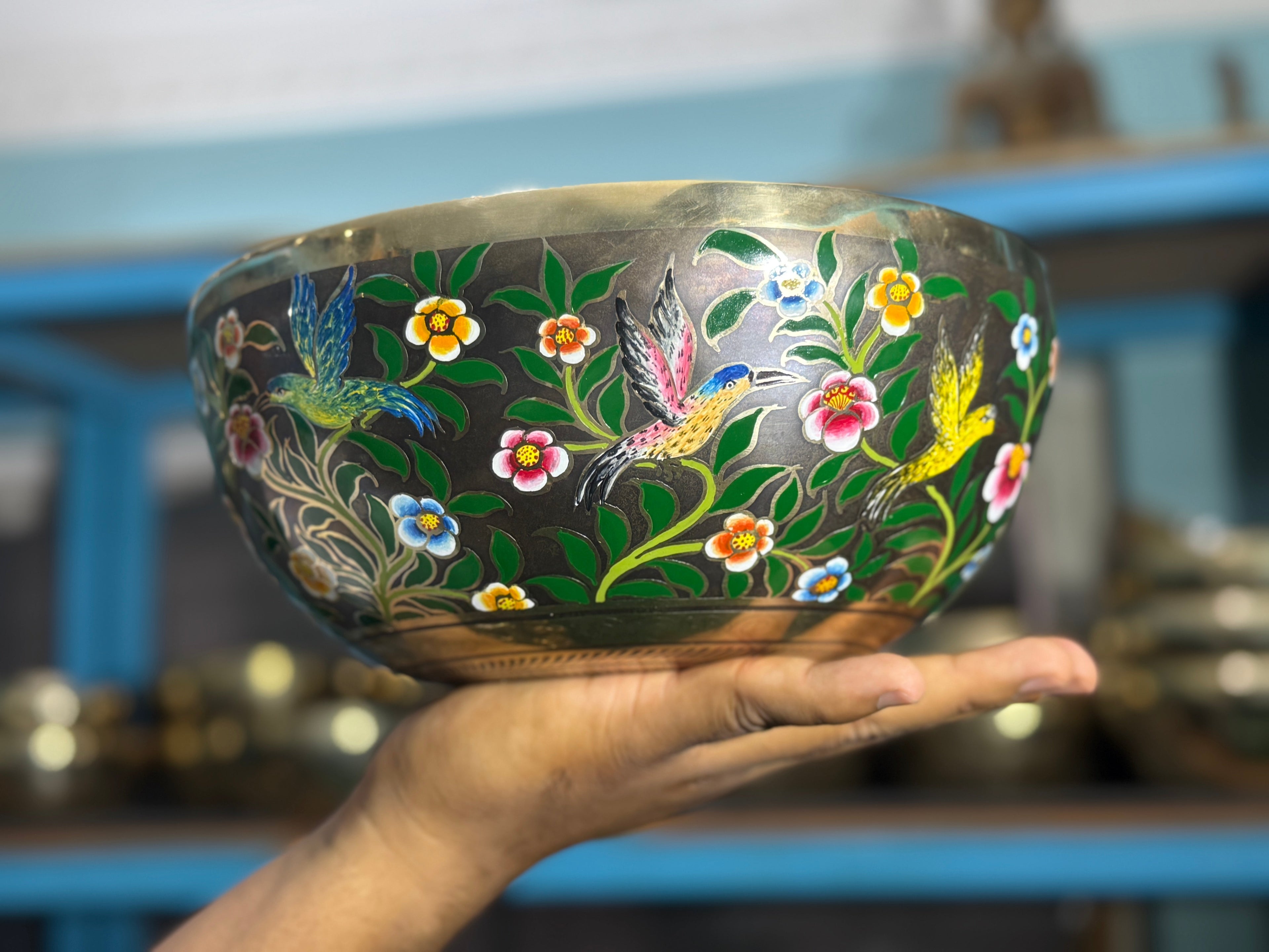 The Hummingbird's Garden. 8.5 Inch Hand-Painted Singing Bowl. Limited Edition Run - view 8