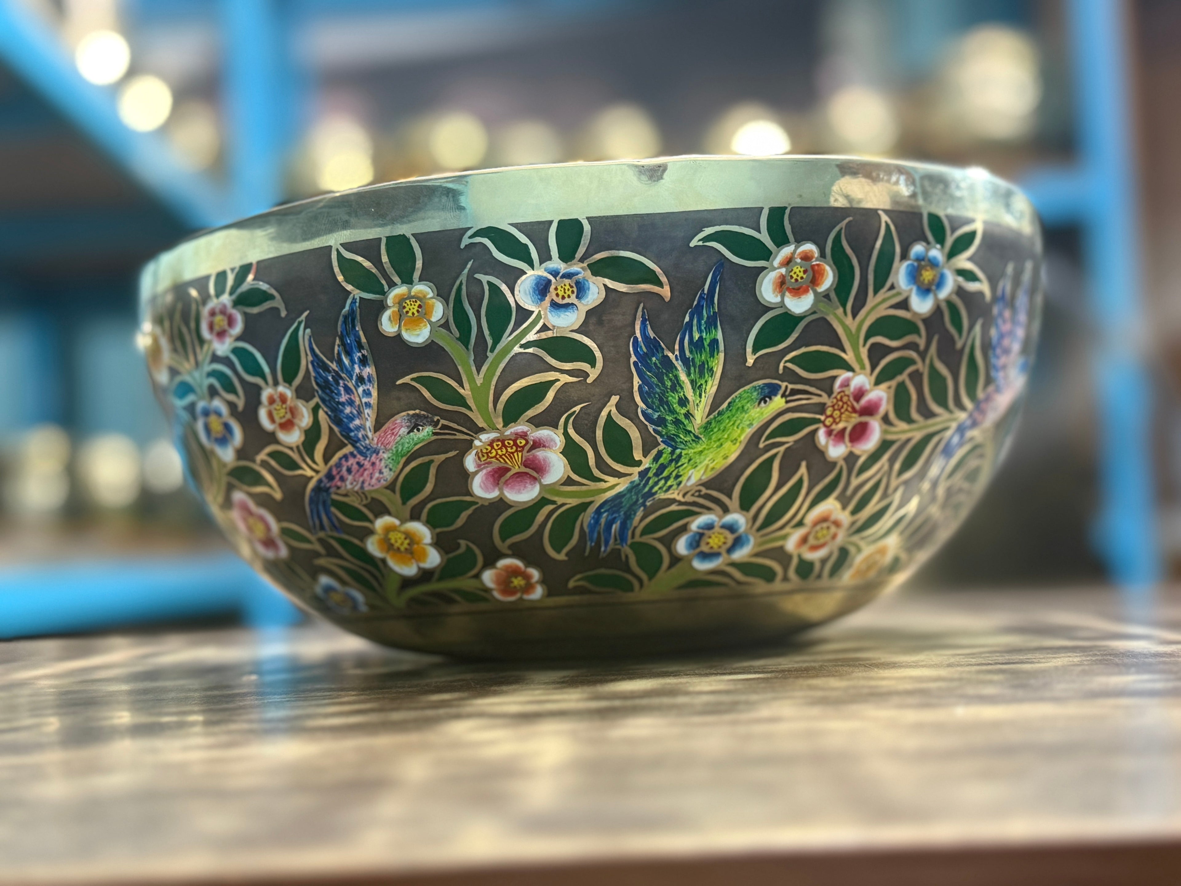 The Hummingbird's Garden. 8.5 Inch Hand-Painted Singing Bowl. Limited Edition Run - view 2