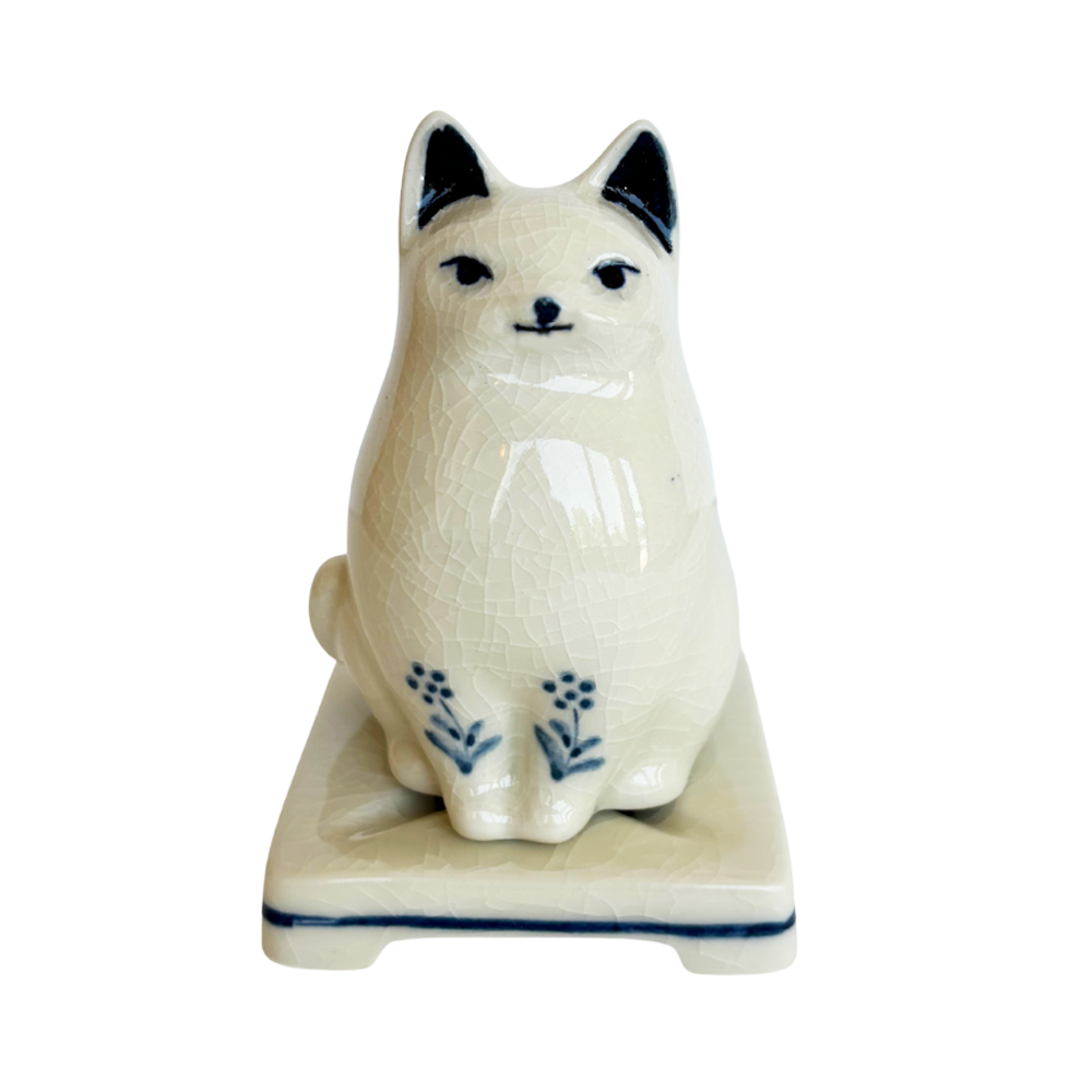 Nippon Kodo PORCELAIN INCENSE BURNER - Cat (White Finish)