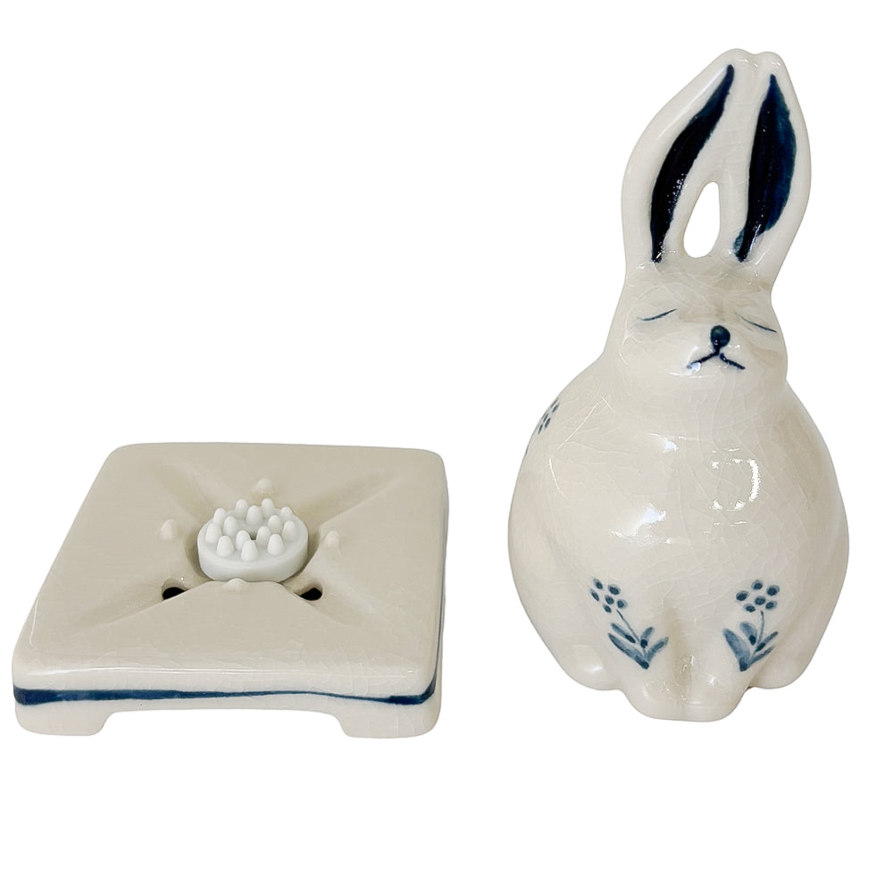 Nippon Kodo PORCELAIN INCENSE BURNER - Rabbit (White Finish)