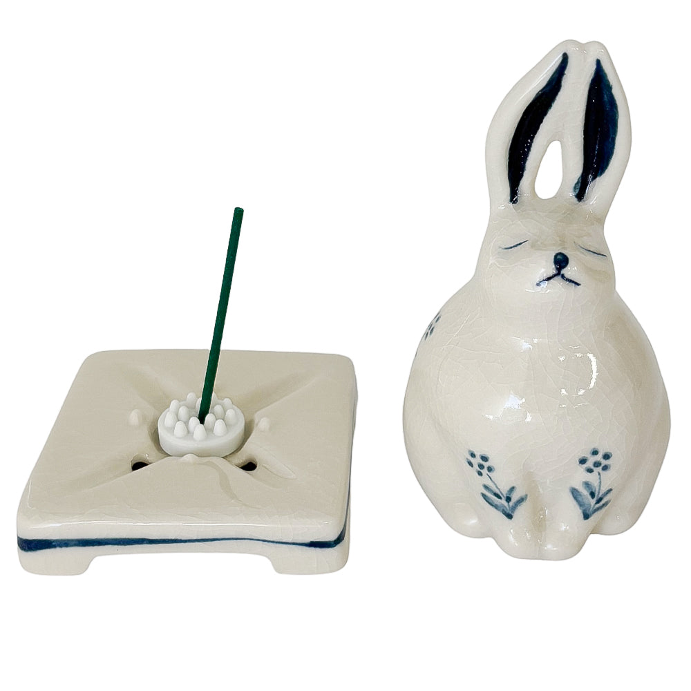 Nippon Kodo PORCELAIN INCENSE BURNER - Rabbit (White Finish)