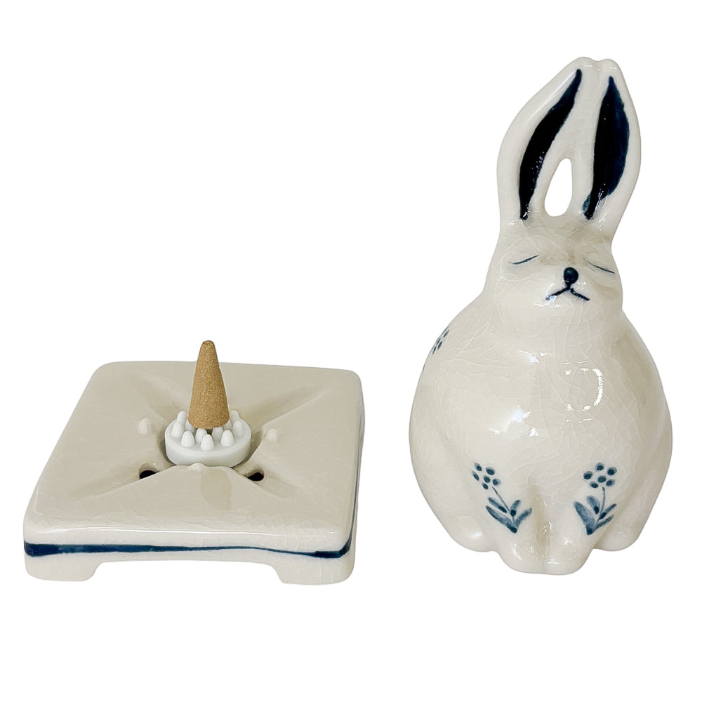 Nippon Kodo PORCELAIN INCENSE BURNER - Rabbit (White Finish)
