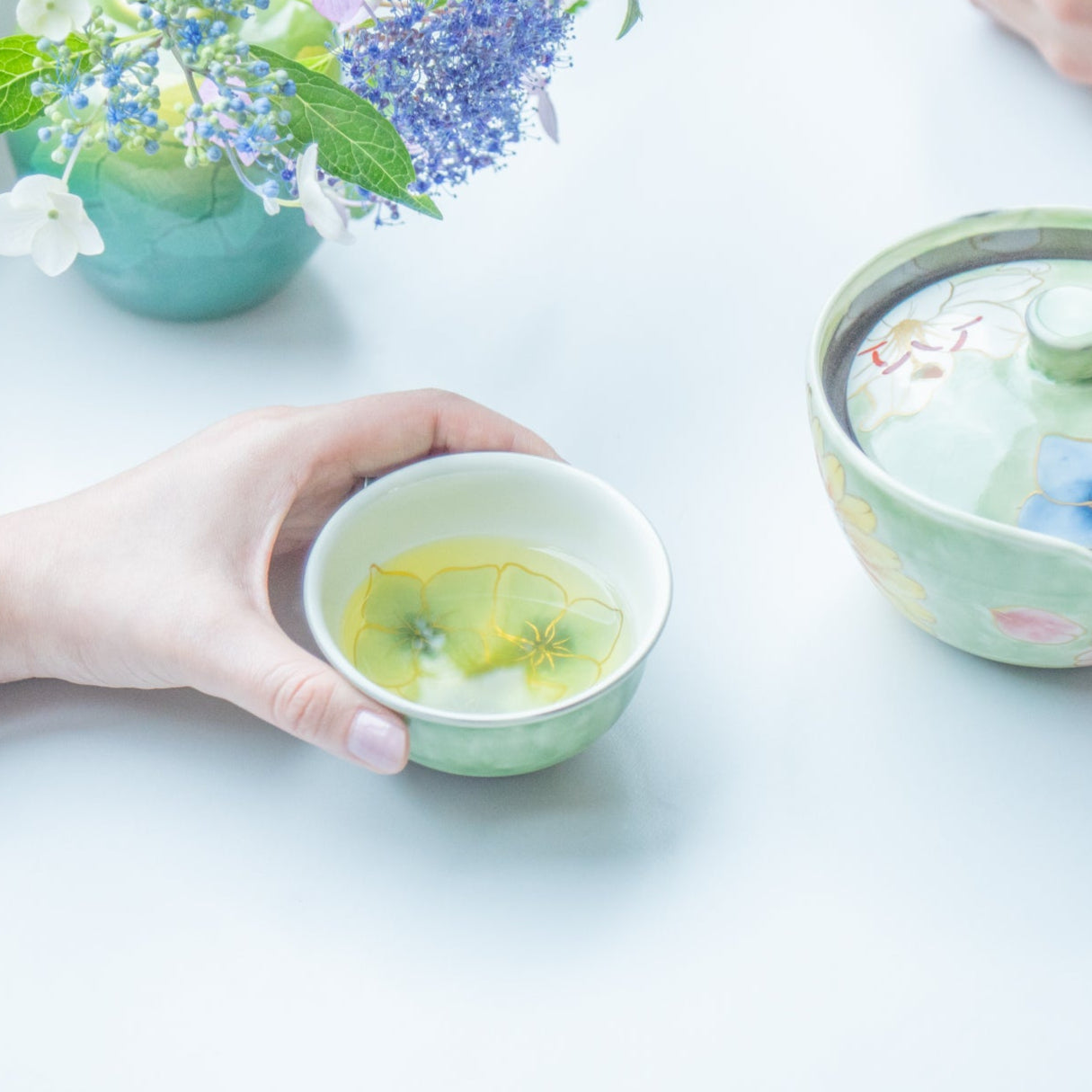 Musubi Kiln Colorful Floral Japanese Teacup