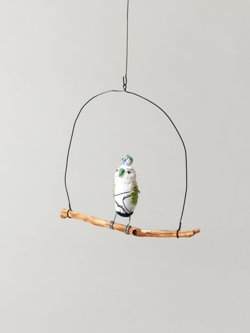 Rikumo Roost Wire Bird Mobile - Blue Owl