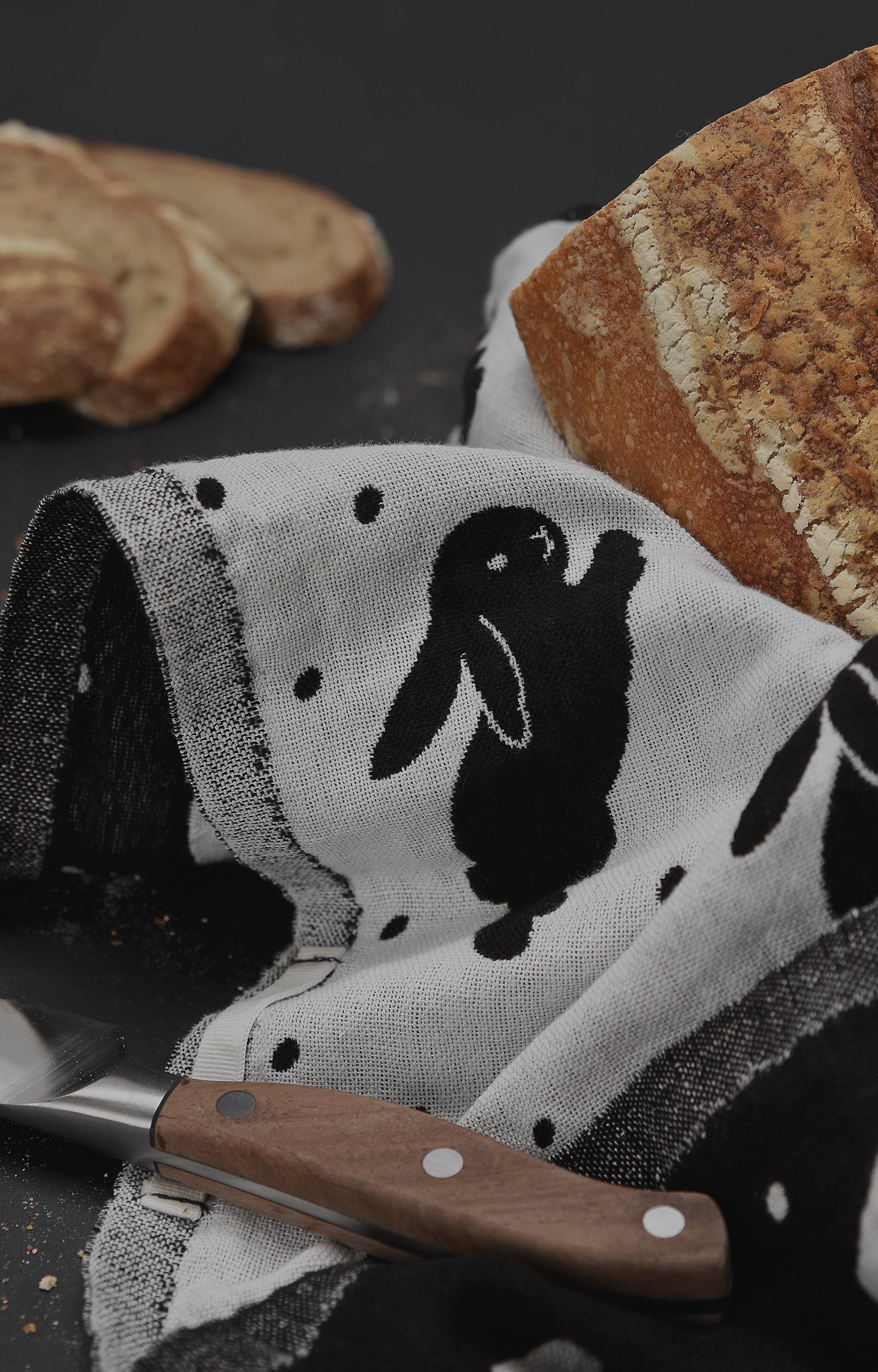 Kitty Bunny Pony Snow Bunnies Tea Cloth by Lapuan Kankurit