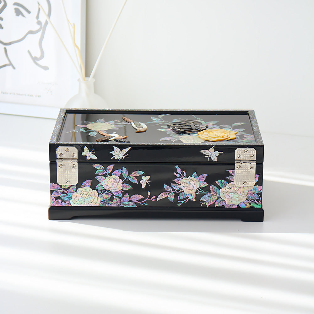 Najeon Mother-of-Pearl Jewelry Box - Rose, 2 - Tier - view 2