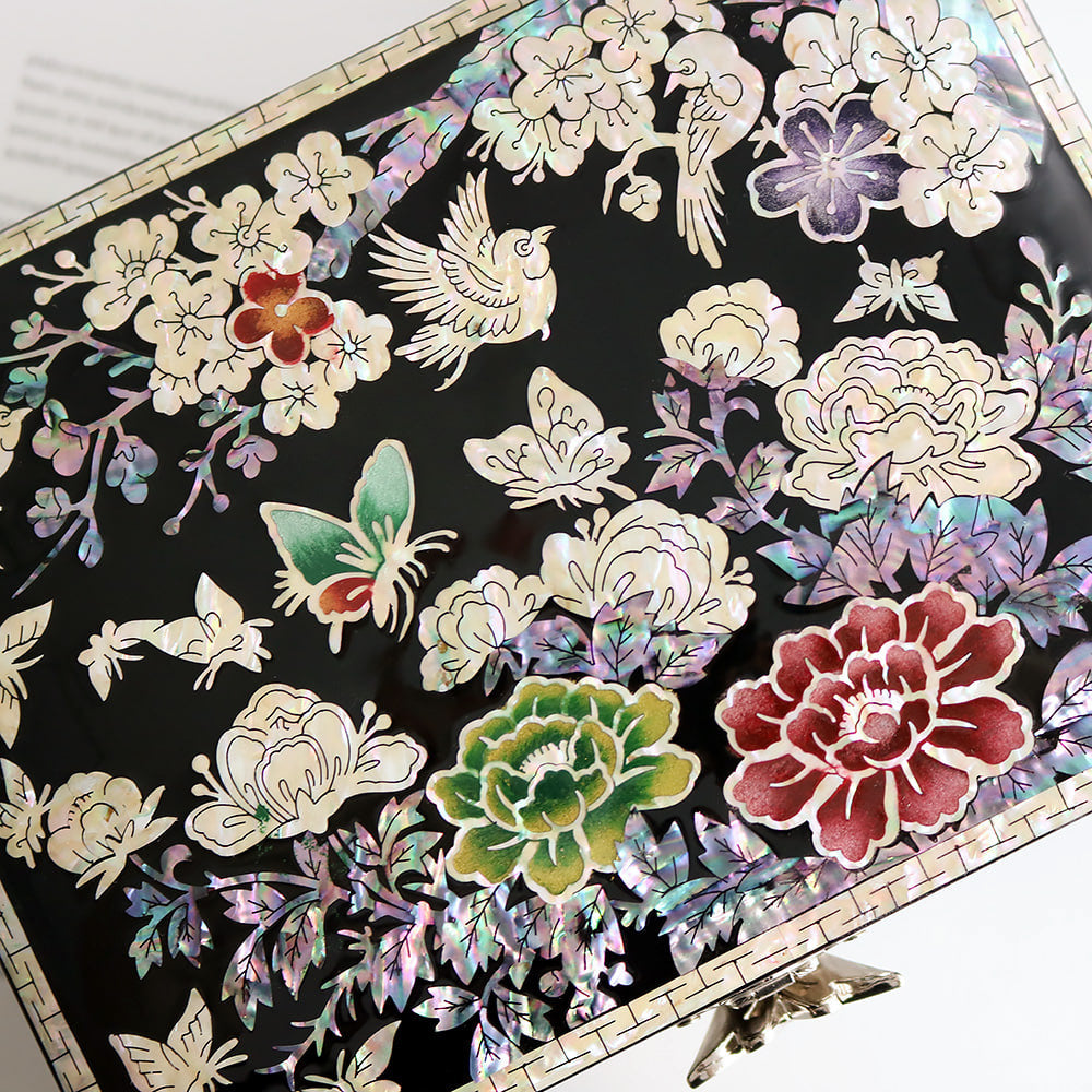 Najeon Mother-of-Pearl Jewelry Box - Peony, Black - view 7