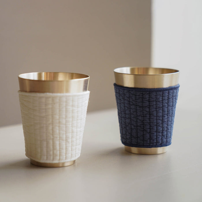 Bangjja Brass Water/Beer Cup Set w/ Quilted Holders (2pc)