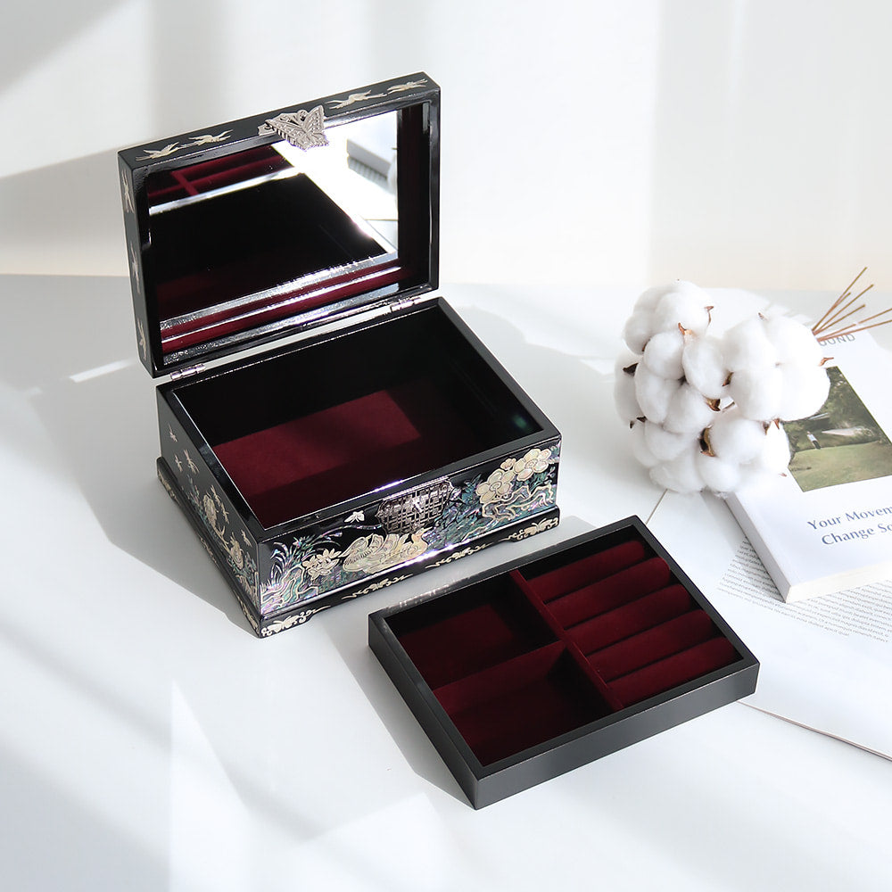 Najeon Mother-of-Pearl Jewelry Box - Crane & Pine, Black (II) - view 5