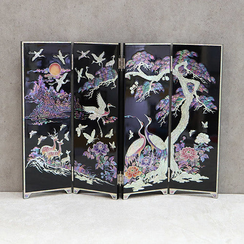 Najeon Mother-of-Pearl Folding Screen - Crane & Pine, 4 - Panel - view 3