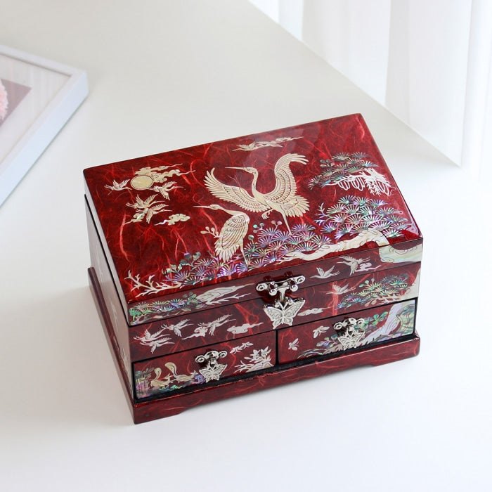 Najeon Mother-of-Pearl Jewelry Box - Crane & Pine, 1 - Tier - view 2