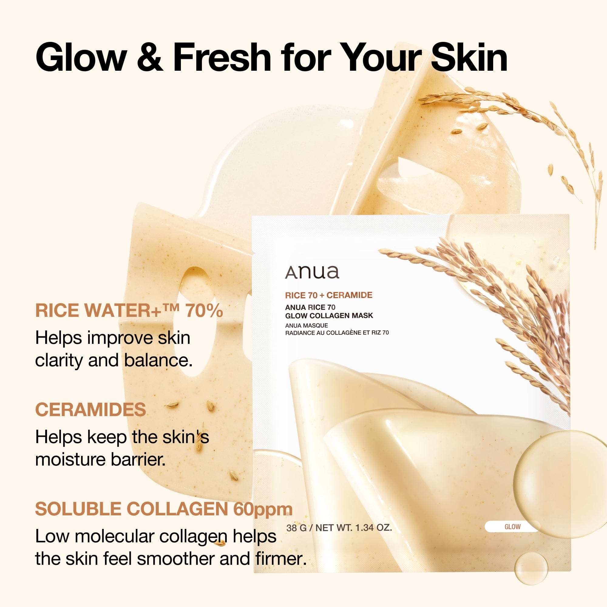 Anua Rice 70 Glow Collagen Mask - view 3