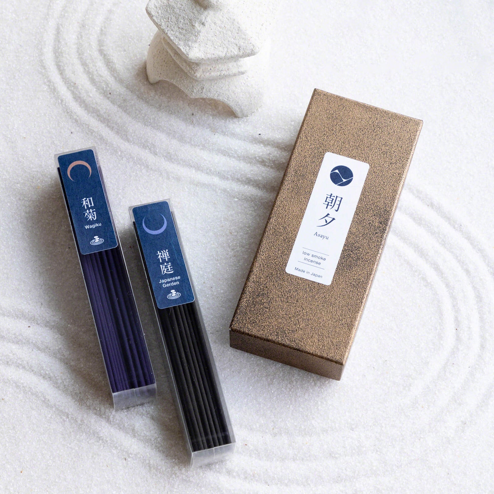 Asayu Japan Low Smoke Incense Sticks 40g Zen Scent Set: Wagiku Chrysanthemum & Japanese Garden