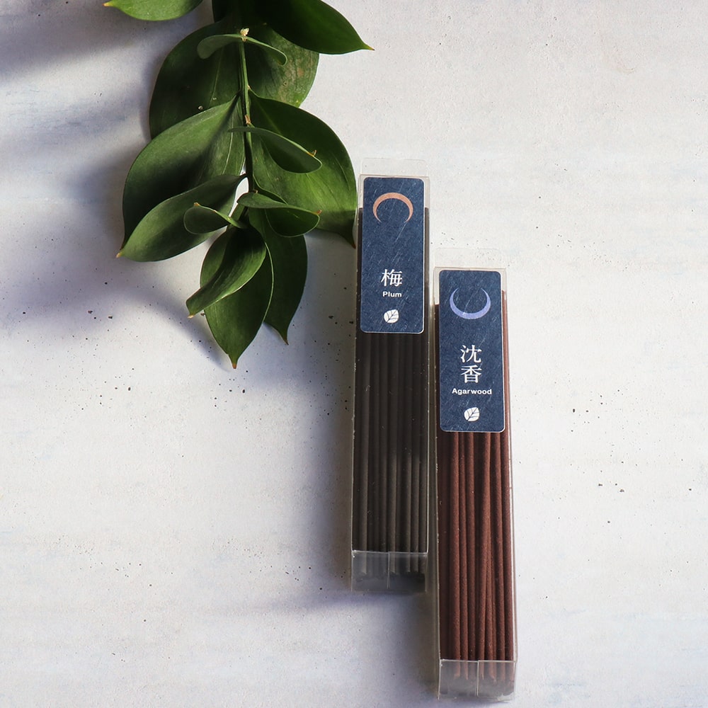 Asayu Japan Low Smoke Incense Sticks 40g Nature Scent Set [ Plum and Agarwood ]