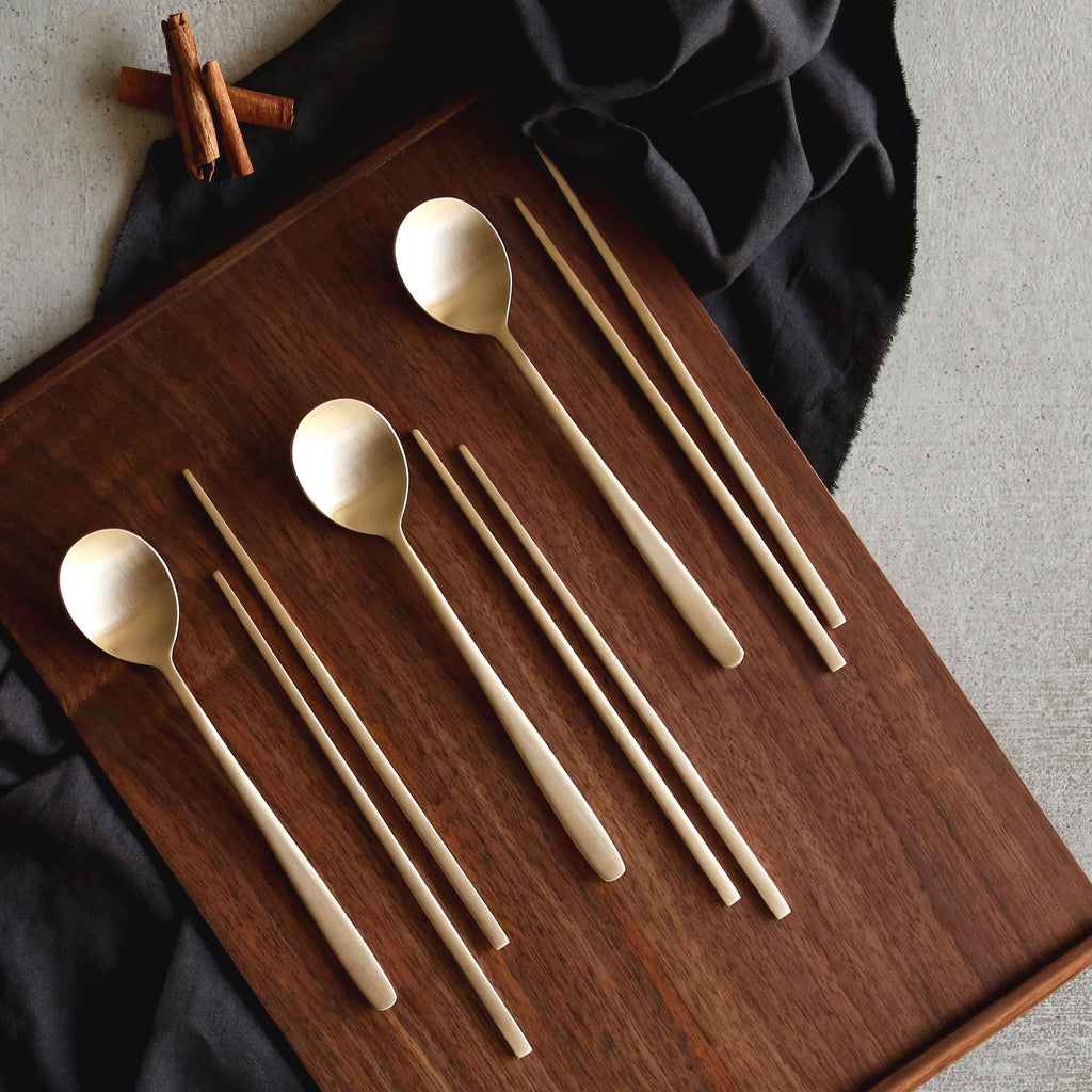 Notdam Bangjja Brass Spoon and Chopstick Set for 4 - view 3