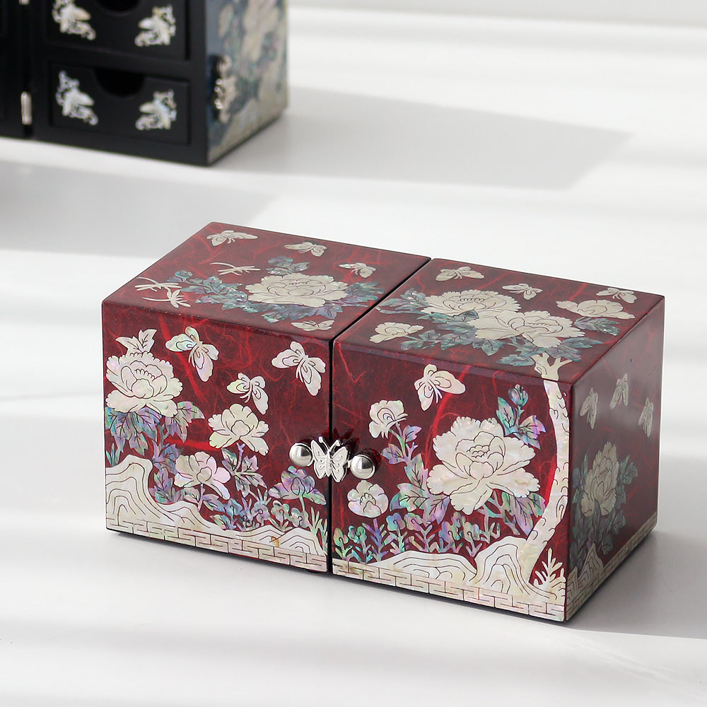 Najeon Mother-of-Pearl Jewelry Box - Peony, Blue, Medium - view 6