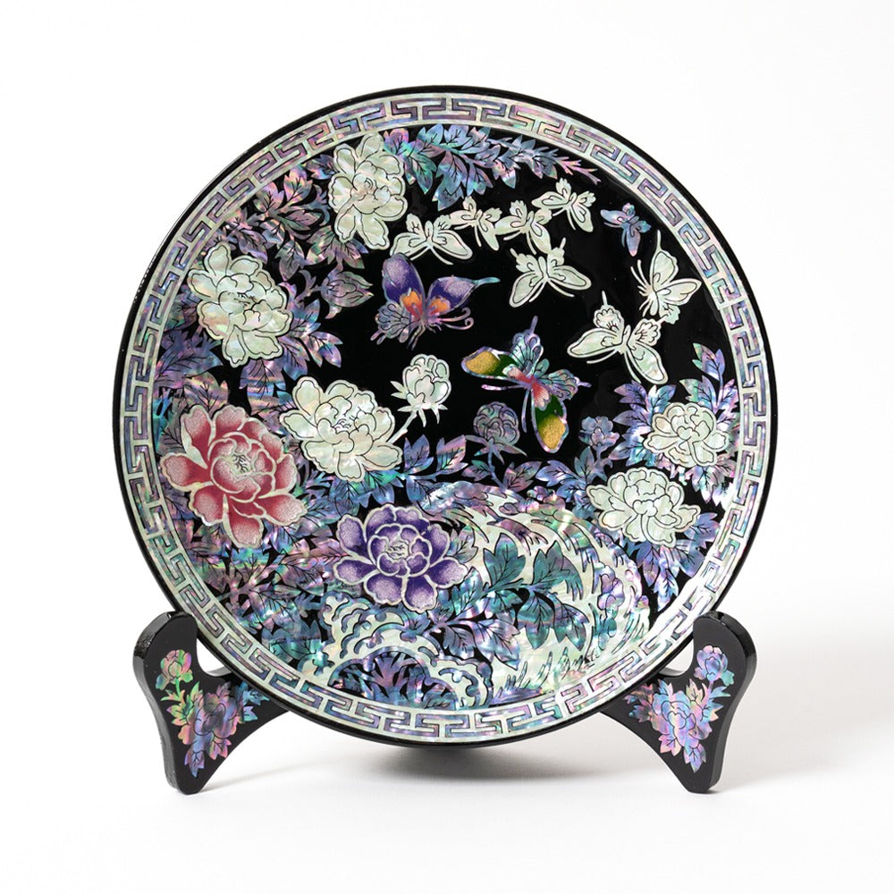 Najeon Mother-of-Pearl Tray - Peony, Black