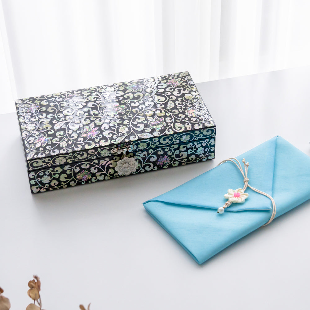 Najeon Mother-of-Pearl Jewelry Box - Crane & Pine, Gold - view 7