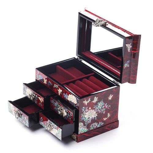 Najeon Mother-of-Pearl Jewelry Box - Peony, Blue, 5 - Tier - view 5