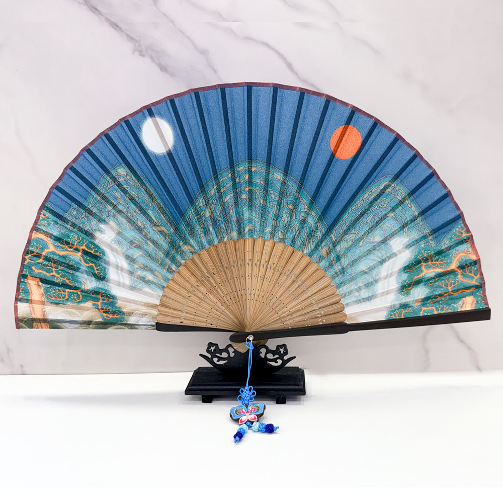 Korean Silk Folding Fan - Bamboo - view 3