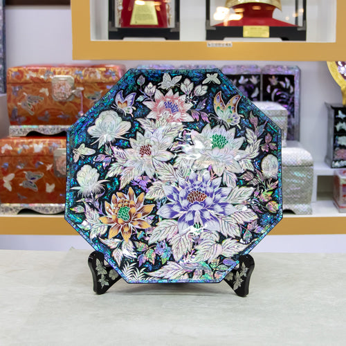 Najeon Mother-of-Pearl Tray - Peony, Blue - view 4