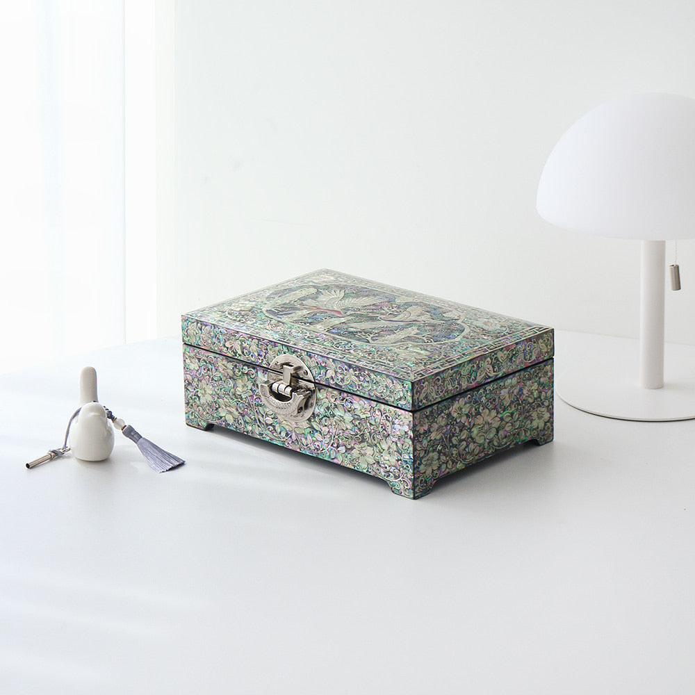 Najeon Mother-of-Pearl Jewelry Box - Crane & Pine, 2 - Tier (III) - view 7