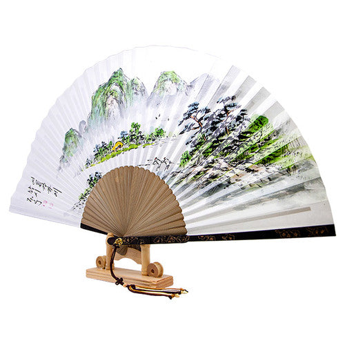 Korean Folding Fan - Landscape, Jade (II) - view 5