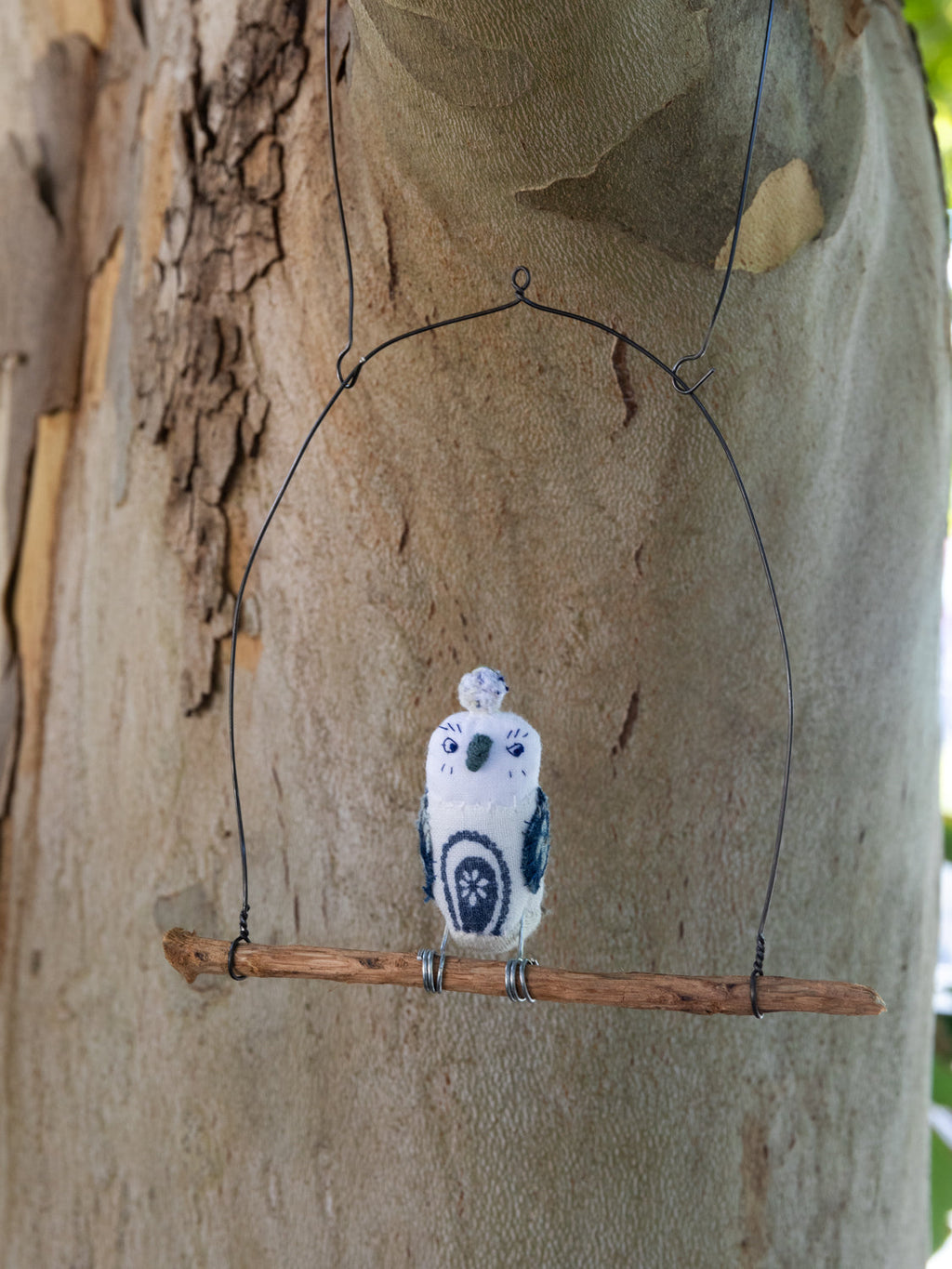 Rikumo Roost Wire Bird Mobile - Blue Owl