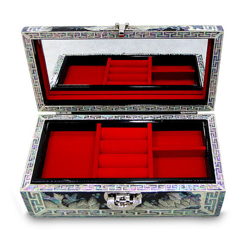 Korean Jewelry Box - Crane & Pine, Black, 2 - Tier (by Oh Myung - ho) - view 6