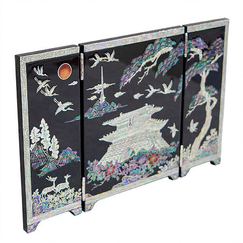 Najeon Mother-of-Pearl Folding Screen - Crane & Pine, 3 - Panel (II) - view 4