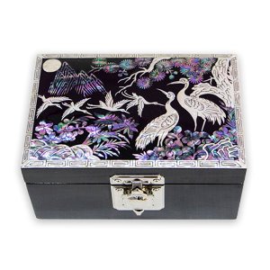 Najeon Mother-of-Pearl Jewelry Box - Peony, Black, 1 - Tier (by Oh Myung - ho) - view 3