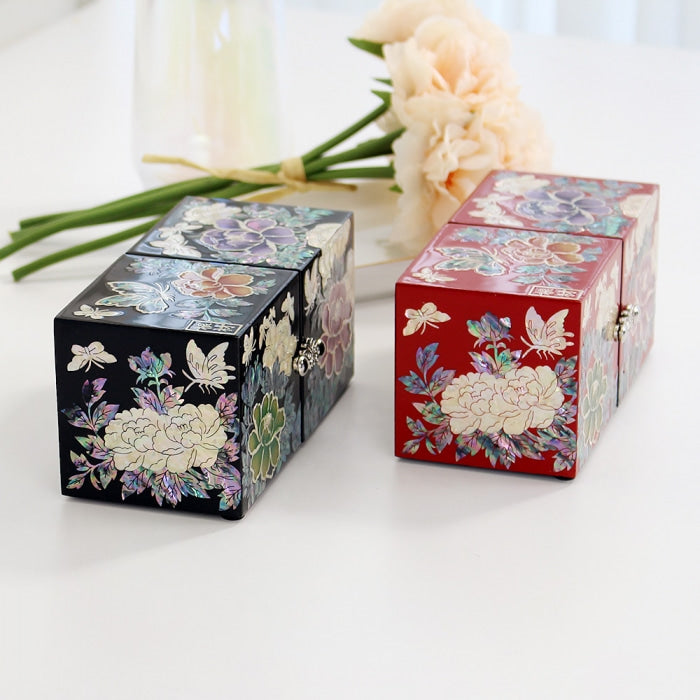 Najeon Mother-of-Pearl Twin-Lid Box — Peony