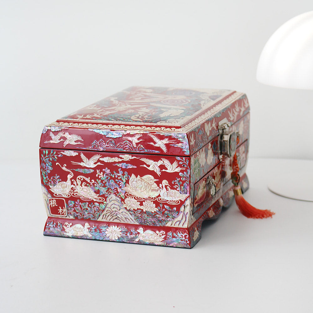 Najeon Mother-of-Pearl Jewelry Box - Crane & Pine (X) - view 7