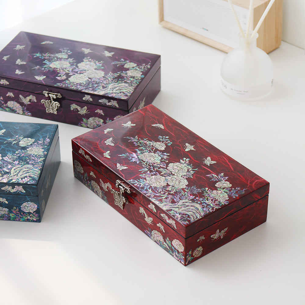 Najeon Mother-of-Pearl Jewelry Box - Peony, 1 - Tier, Large