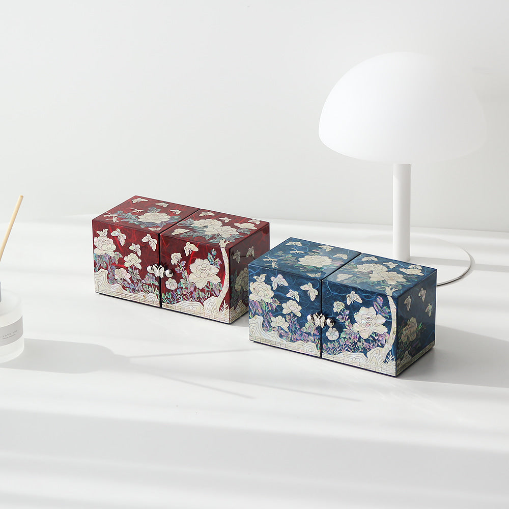 Najeon Mother-of-Pearl Jewelry Box - Peony, Blue, Medium - view 8