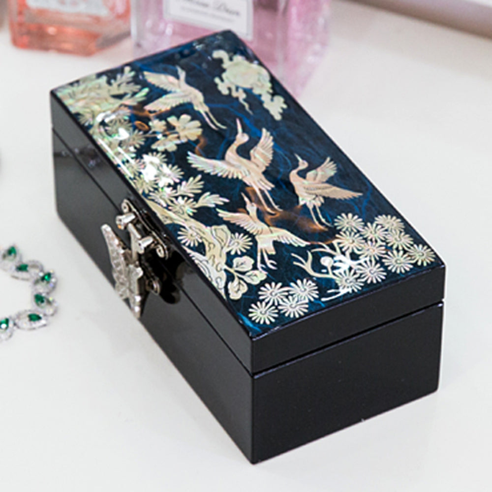 Korean Jewelry Box - Crane & Pine, Red