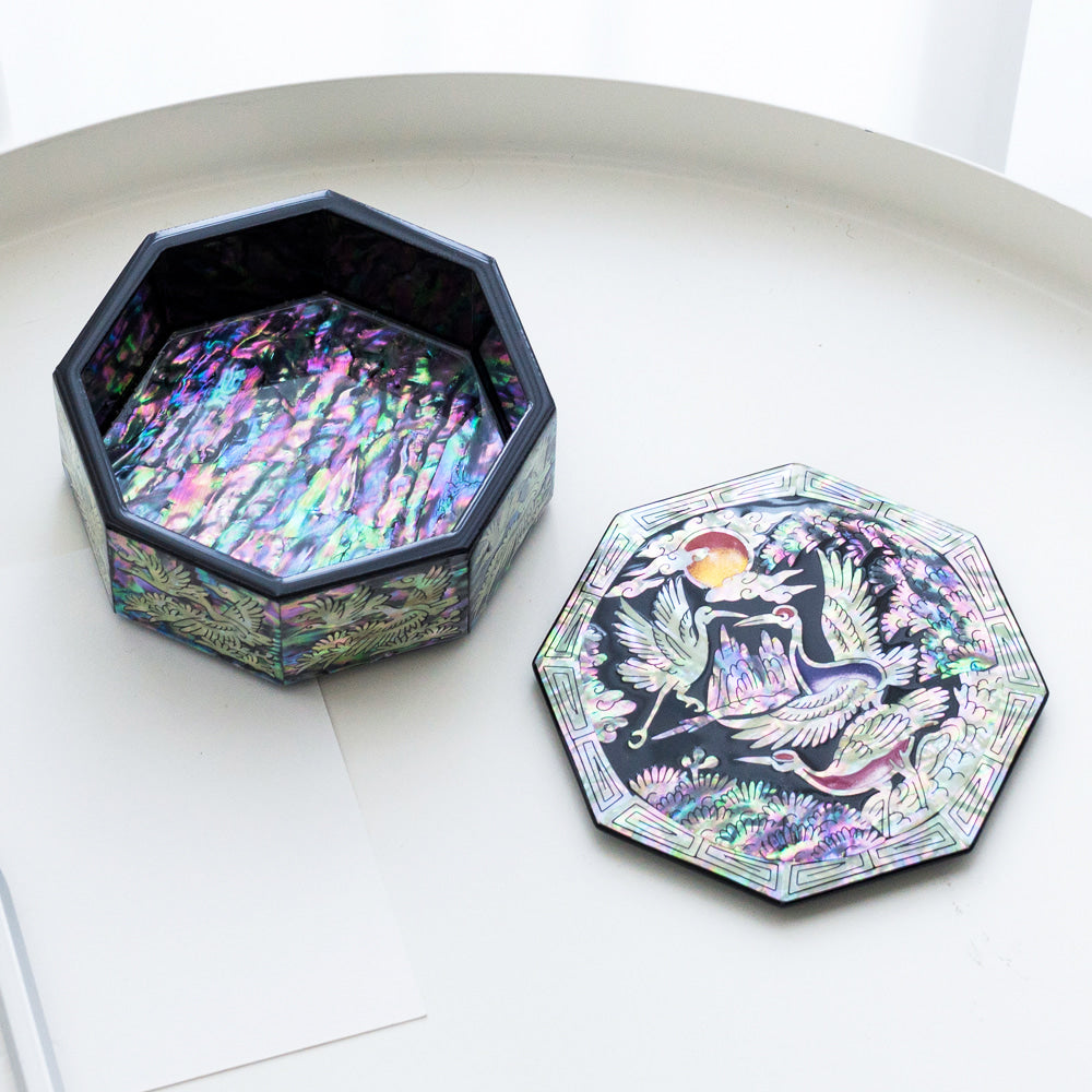 Najeon Mother-of-Pearl Jewelry Box - Crane & Pine 9cm - view 6