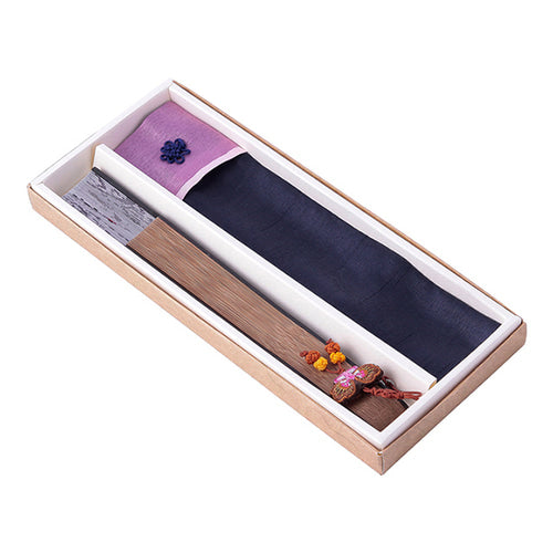 Korean Silk Folding Fan - Bamboo, Beige - view 6