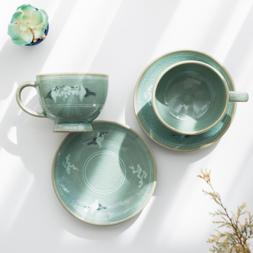 Celadon Cup - Cloud & Crane - view 8
