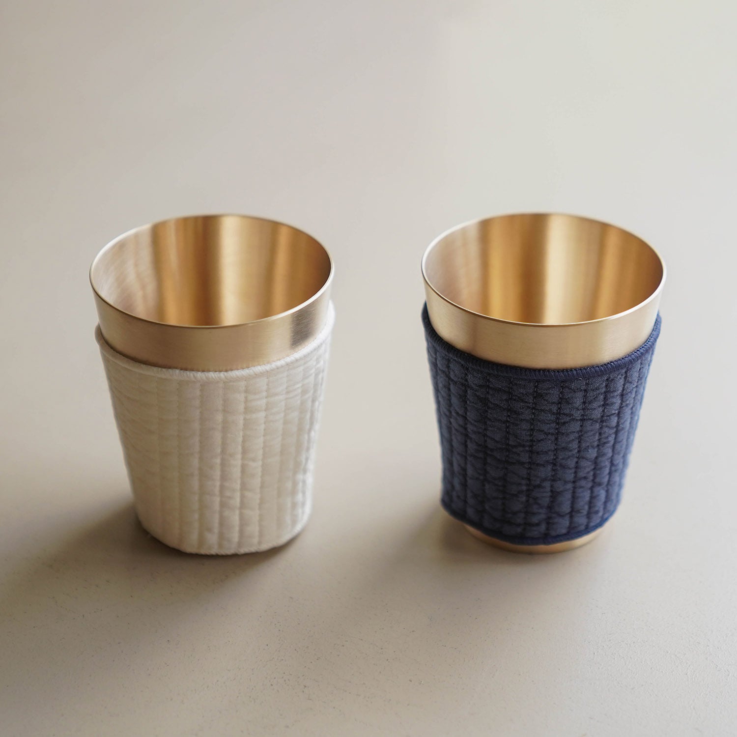 Notdam Bangjja Brass Cup Set of 2 with Quilted Holders - view 2