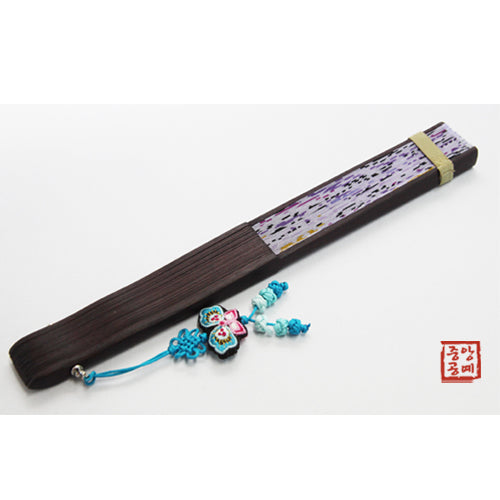 Korean Silk Folding Fan - Purple - view 6