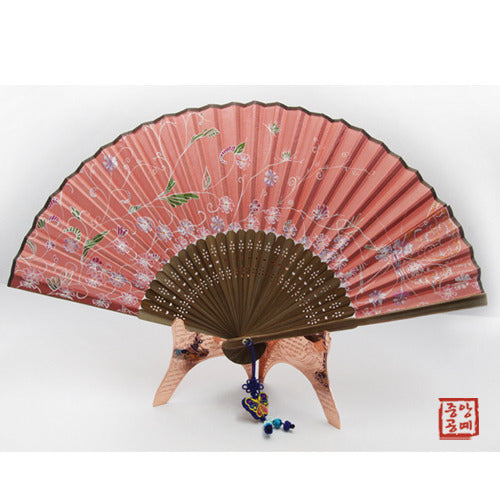 Korean Silk Folding Fan - Butterfly, Red