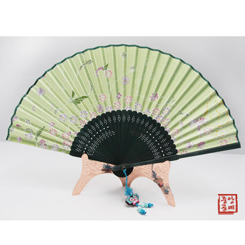 Korean Silk Folding Fan - Butterfly, Green