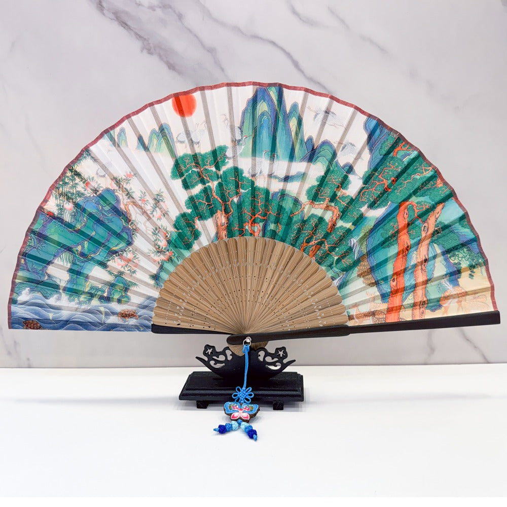 Korean Silk Folding Fan - Bamboo