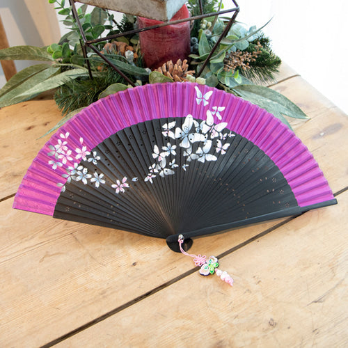 Korean Silk Folding Fan - Magenta - view 6