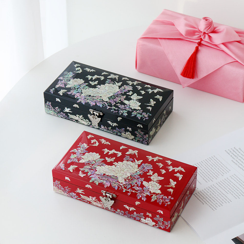Korean Jewelry Box - Peony, 1 - Tier - view 3