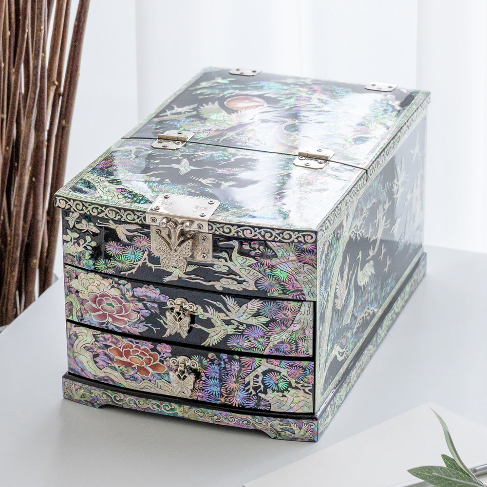 Najeon Mother-of-Pearl Jewelry Box - Crane & Pine (IX) - view 7